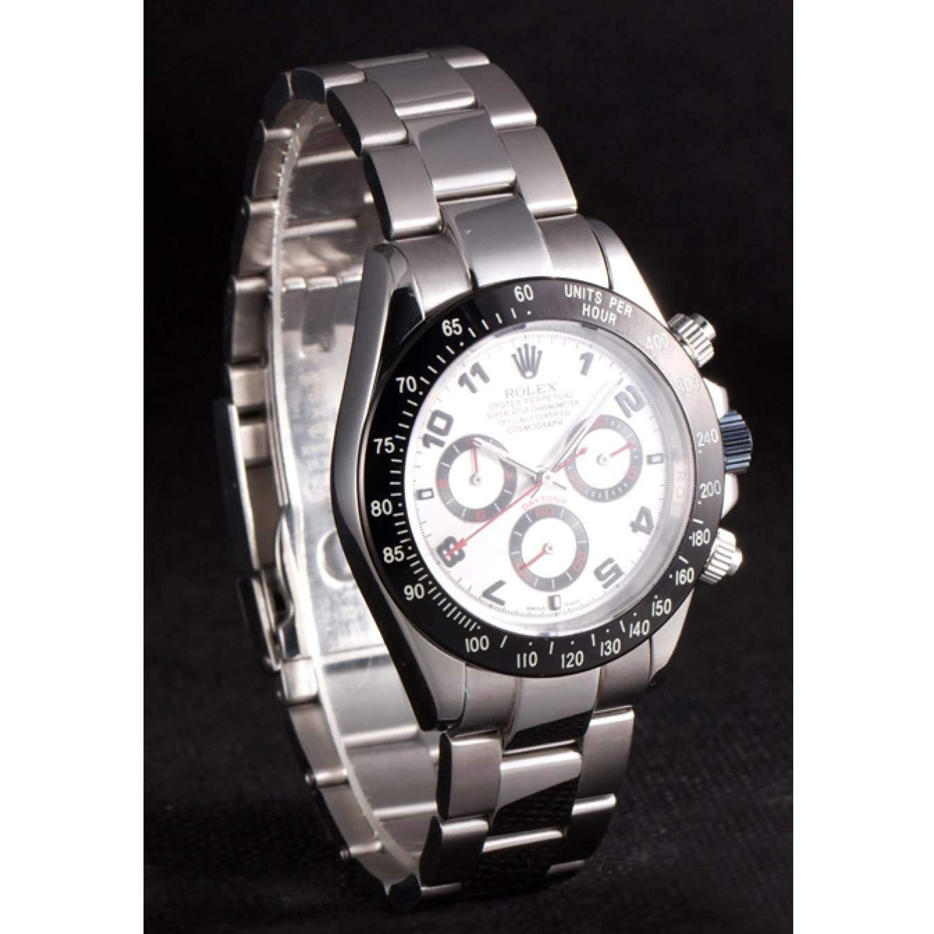 MiroTime 0729 Rolex Daytona Stainless Steel Black Enameled Silver Dial